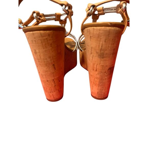 Coach Womens Georgina Metallic Strappy Cork Platform Wedge Sandals Tan Size 8.5B - Picture 7 of 9